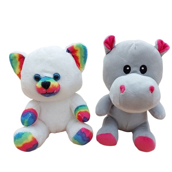 Build a Bear Plush Stuffed Animals Hippo Cat Set of 2 - Picture 1 of 5